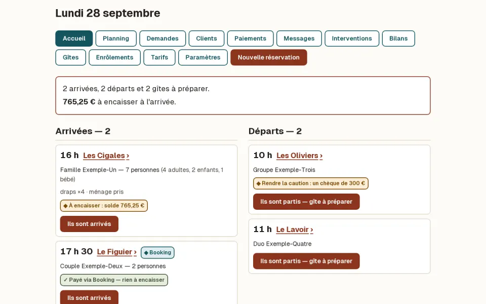 Holifolio, version ordinateur : réservation directe d'un gîte.